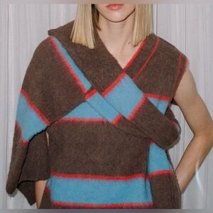 Madhappy Brushed Llama Striped Colorblock Vest Chocolate Multi nwt